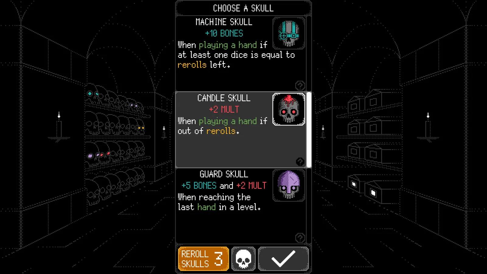 Official skull choice screen